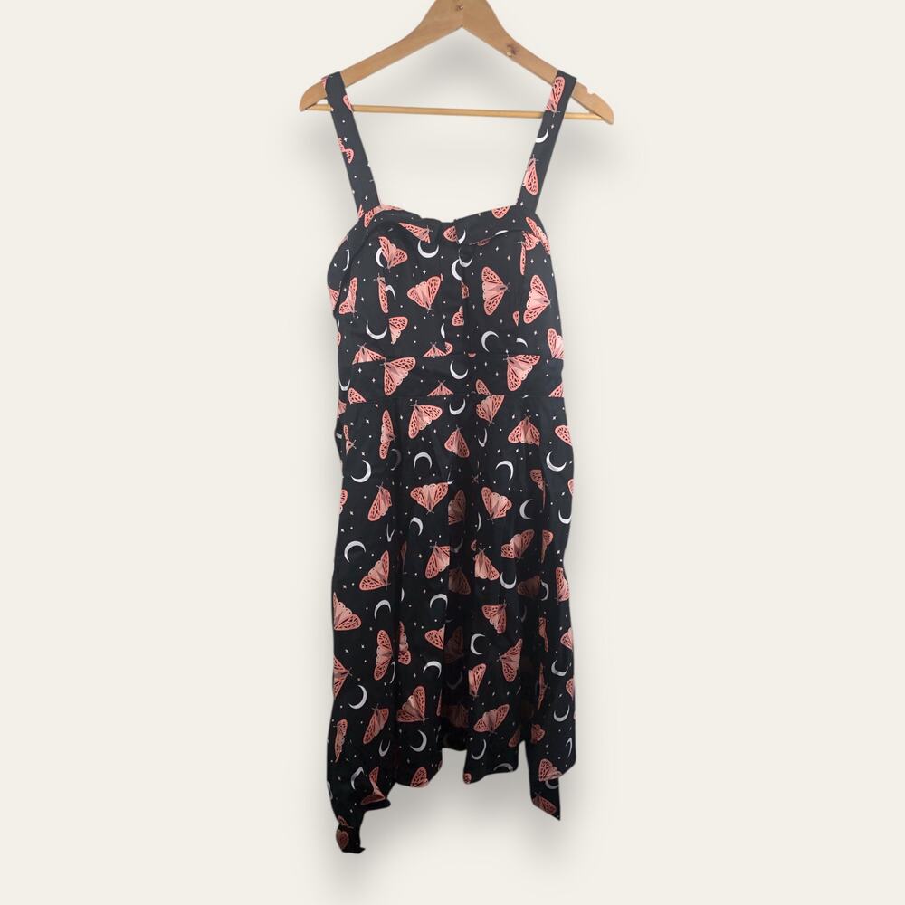 Eva Rose Pink Moth & Moon Dress Fit & Flare Dress Plus Size 2X Black